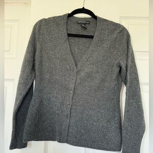 Marina Luna Sweater Women's M Cashmere Cardigan Angora Wool Gray Cardigan
